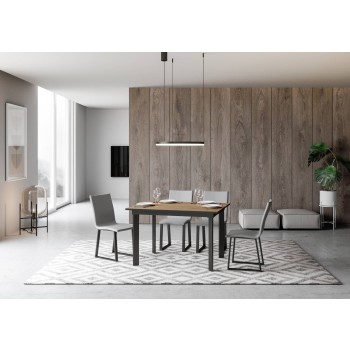 Table Cumar - Table extensible 90x120/180 cm Cumar Frêne blanc Structure anthracite