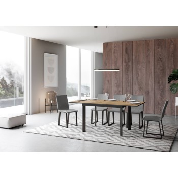 Table Cumar - Table extensible 90x120/180 cm Cumar Frêne blanc Structure anthracite