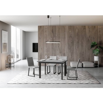 Table Cumar - Table extensible 90x120/180 cm Cumar Frêne blanc Structure anthracite