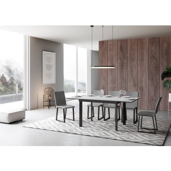 Table Cumar - Table extensible 90x120/180 cm Cumar Frêne blanc Structure anthracite