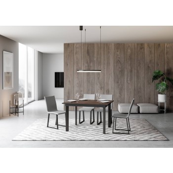 Table Cumar - Table extensible 90x120/180 cm Cumar Frêne blanc Structure anthracite