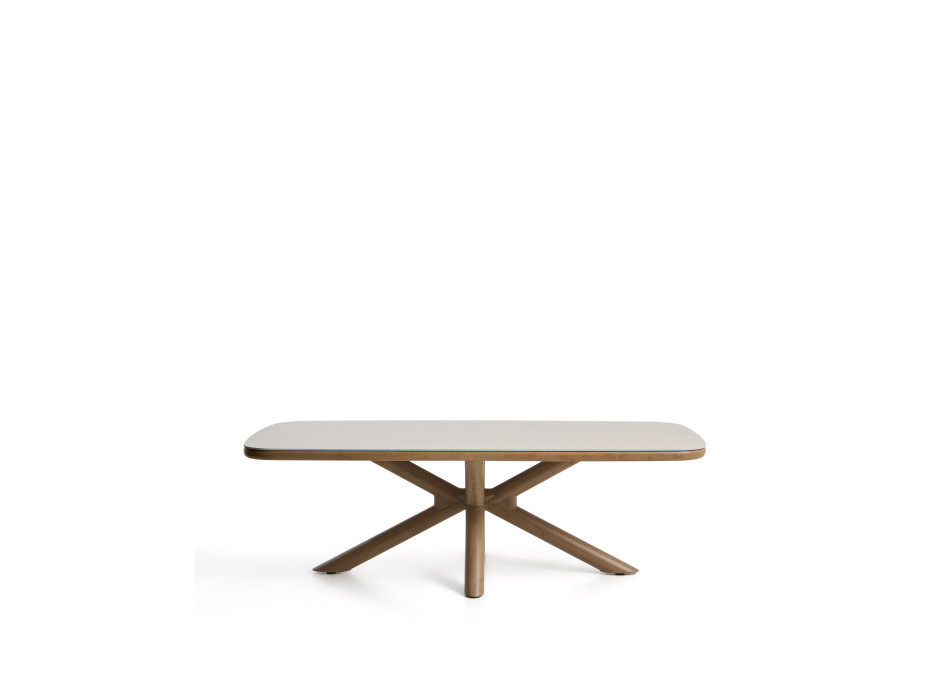 Table d'extérieur Mirtia en aluminium effet bois et pierre frittée écru, 240 x 110 cm