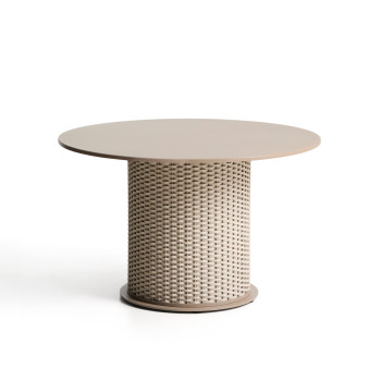 Table d'extérieur Sedalis en aluminium et corde gris tourterelle Ø 120 cm