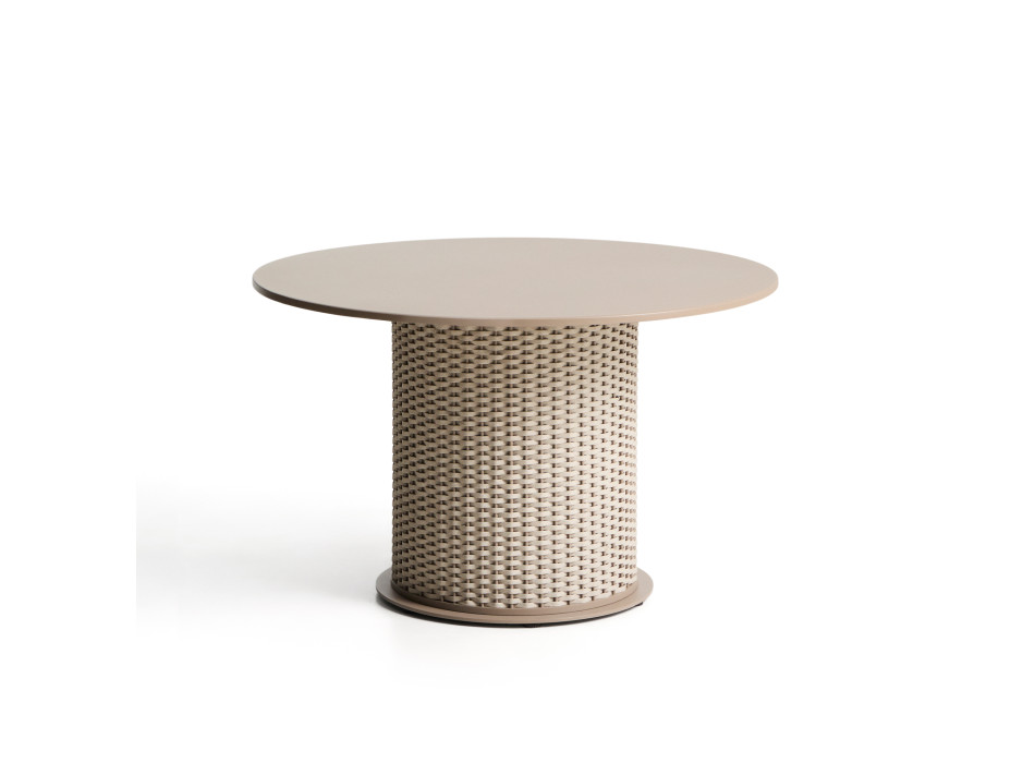 Table d'extérieur Sedalis en aluminium et corde gris tourterelle Ø 120 cm