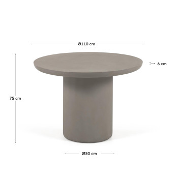 Table d'extérieur ronde en béton Taimi