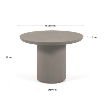Table d'extérieur ronde en béton Taimi