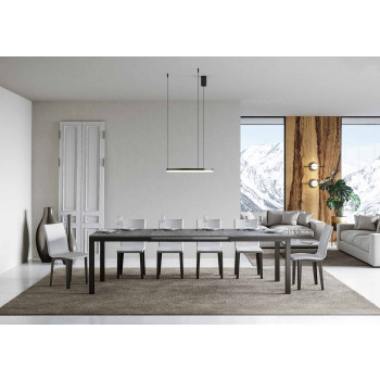Table Everyday Evolution avec pieds et structure anthracite D.90 - Table extensible 90x120/380 cm Everyday Evolution Frêne Blanc avec pieds et structure anthracite
