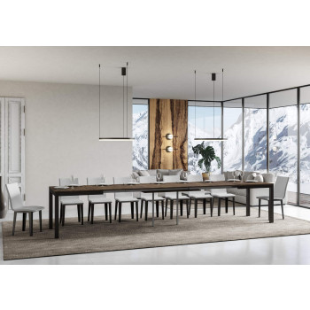 Table Everyday Evolution avec pieds et structure anthracite D.90 - Table extensible 90x120/380 cm Everyday Evolution Frêne Blanc avec pieds et structure anthracite