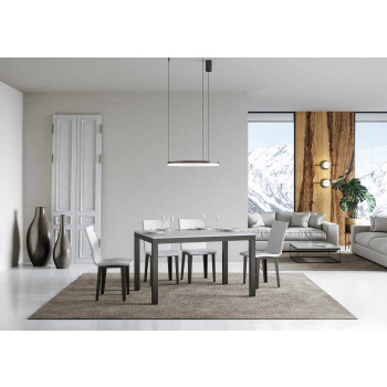 Table Everyday Evolution avec pieds et structure anthracite D.90 - Table extensible 90x120/380 cm Everyday Evolution Frêne Blanc avec pieds et structure anthracite