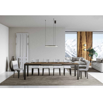 Table Everyday Evolution avec pieds et structure anthracite D.90 - Table extensible 90x160/264 cm Everyday Evolution Frêne Blanc avec pieds et structure anthracite
