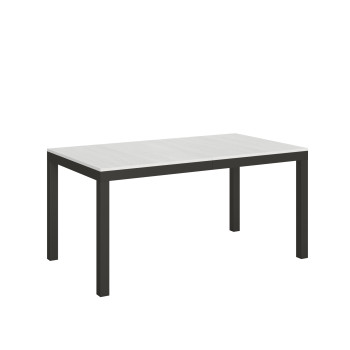 Table Everyday Evolution avec pieds et structure anthracite D.90 - Table extensible 90x160/264 cm Everyday Evolution Frêne Blanc avec pieds et structure anthracite