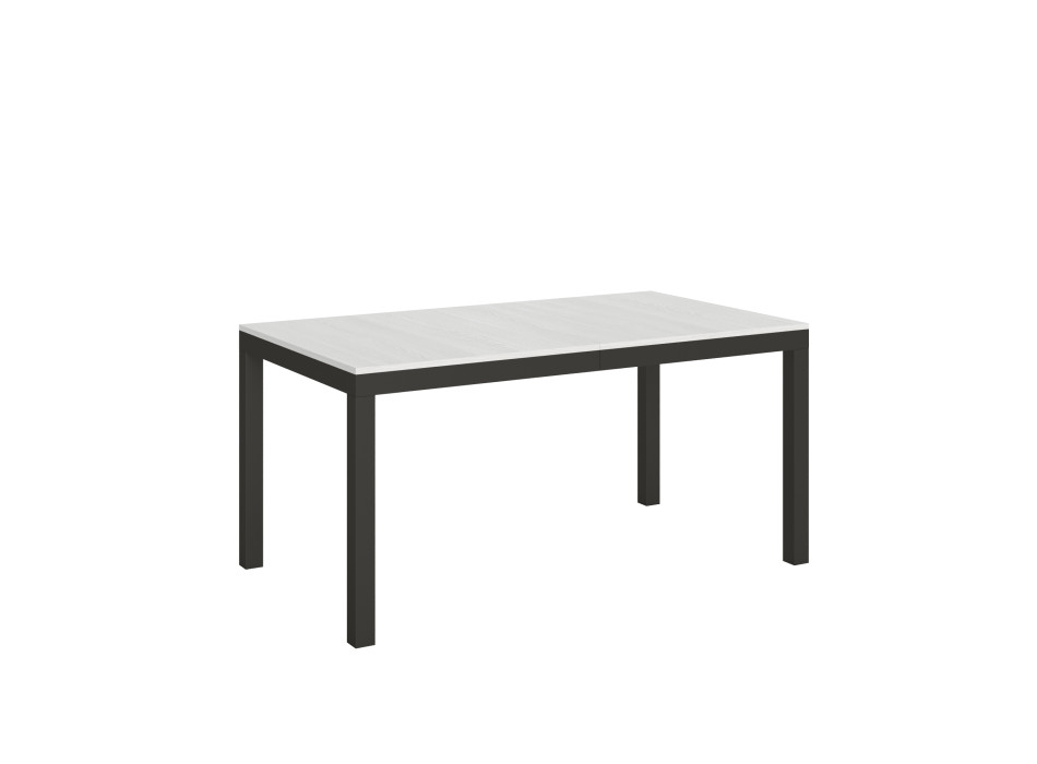 Table Everyday Evolution avec pieds et structure anthracite D.90 - Table extensible 90x160/264 cm Everyday Evolution Frêne Blanc avec pieds et structure anthracite