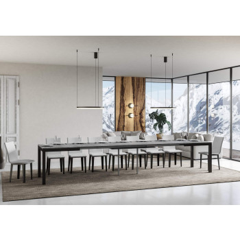 Table Everyday Evolution avec pieds et structure anthracite D.90 - Table extensible 90x160/420 cm Everyday Evolution Frêne Blanc avec pieds et structure anthracite