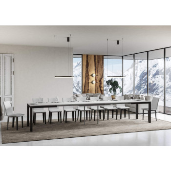 Table Everyday Evolution avec pieds et structure anthracite D.90 - Table extensible 90x160/420 cm Everyday Evolution Frêne Blanc avec pieds et structure anthracite