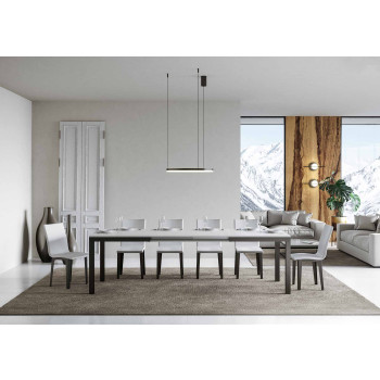 Table Everyday Evolution avec pieds et structure anthracite D.90 - Table extensible 90x180/284 cm Everyday Evolution Frêne Blanc avec pieds et structure anthracite
