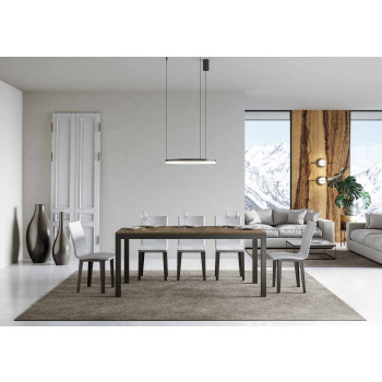 Table Everyday Evolution avec pieds et structure anthracite D.90 - Table extensible 90x180/440 cm Everyday Evolution Frêne Blanc avec pieds et structure anthracite