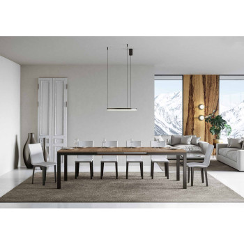 Table Everyday Evolution avec pieds et structure anthracite D.90 - Table extensible 90x180/440 cm Everyday Evolution Frêne Blanc avec pieds et structure anthracite
