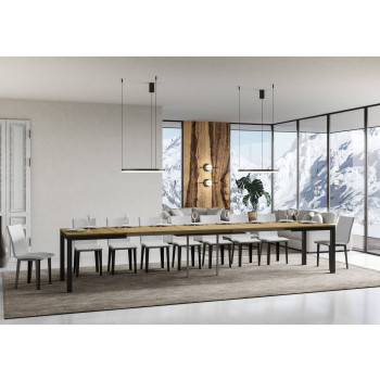 Table Everyday Evolution avec pieds et structure anthracite D.90 - Table extensible 90x180/440 cm Everyday Evolution Frêne Blanc avec pieds et structure anthracite