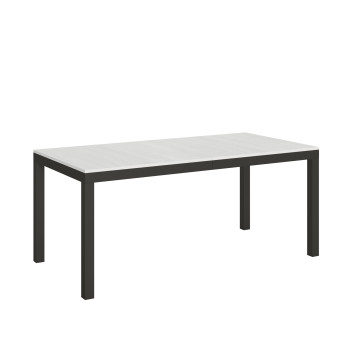 Table Everyday Evolution avec pieds et structure anthracite D.90 - Table extensible 90x180/440 cm Everyday Evolution Frêne Blanc avec pieds et structure anthracite