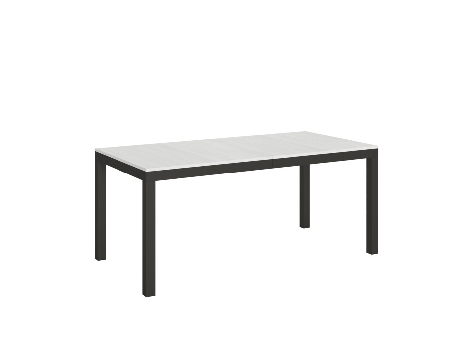 Table Everyday Evolution avec pieds et structure anthracite D.90 - Table extensible 90x180/440 cm Everyday Evolution Frêne Blanc avec pieds et structure anthracite
