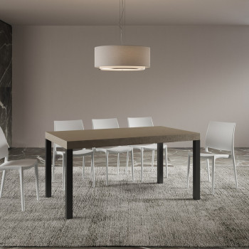 Table Everyday pieds anthracite D.80 - Table extensible 80x160/244 cm Frêne Blanc Everyday pieds anthracite