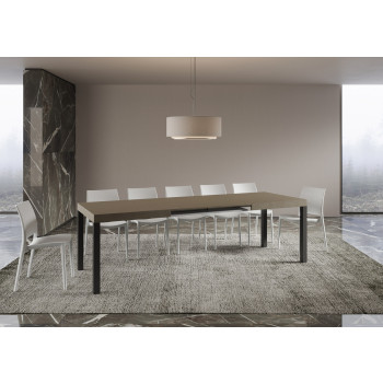 Table Everyday pieds anthracite D.80 - Table extensible 80x160/244 cm Frêne Blanc Everyday pieds anthracite