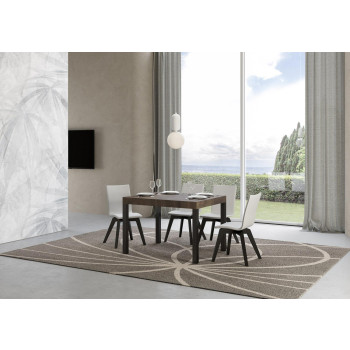 Table Everyday pieds anthracite D.90 - Table extensible 70x110/194 cm Frêne Blanc Everyday pieds anthracite