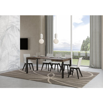 Table Everyday pieds anthracite D.90 - Table extensible 70x110/194 cm Frêne Blanc Everyday pieds anthracite