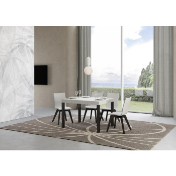 Table Everyday pieds anthracite D.90 - Table extensible 70x110/194 cm Frêne Blanc Everyday pieds anthracite