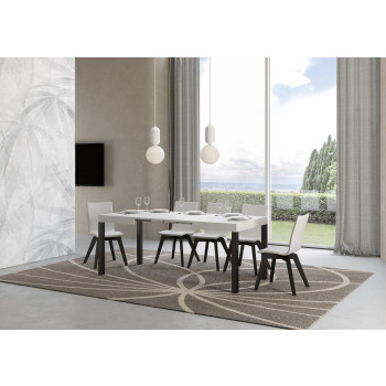 Table Everyday pieds anthracite D.90 - Table extensible 70x110/194 cm Frêne Blanc Everyday pieds anthracite
