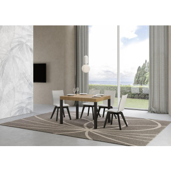 Table Everyday pieds anthracite D.90 - Table extensible 70x110/194 cm Frêne Blanc Everyday pieds anthracite
