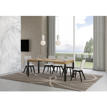 Table Everyday pieds anthracite D.90 - Table extensible 70x110/194 cm Frêne Blanc Everyday pieds anthracite