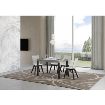 Table Everyday pieds anthracite D.90 - Table extensible 70x110/194 cm Frêne Blanc Everyday pieds anthracite