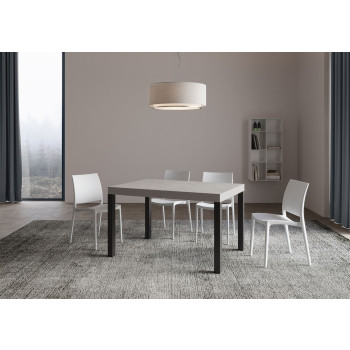 Table Everyday pieds anthracite D.90 - Table extensible 90X120/224 cm Frêne Blanc Everyday pieds anthracite
