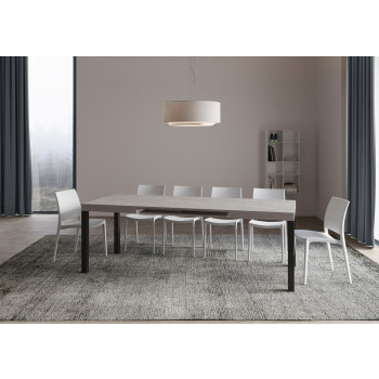 Table Everyday pieds anthracite D.90 - Table extensible 90X120/224 cm Everyday Frêne Blanc pieds anthracite