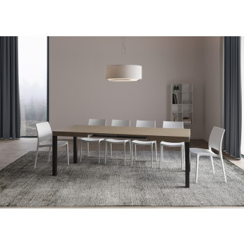 Table Everyday pieds anthracite D.90 - Table extensible 90x120/380 cm Frêne Blanc Everyday pieds anthracite