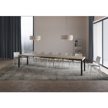 Table Everyday pieds anthracite D.90 - Table extensible 90x120/380 cm Frêne Blanc Everyday pieds anthracite