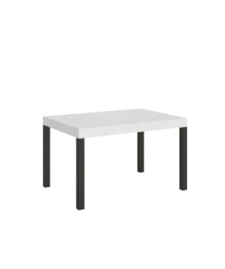 Table Everyday pieds anthracite D.90 - Table extensible 90x120/380 cm Frêne Blanc Everyday pieds anthracite