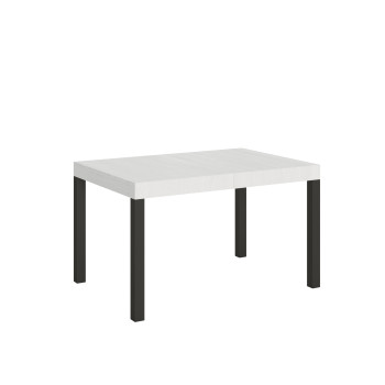 Table Everyday pieds anthracite D.90 - Table extensible 90x120/380 cm Frêne Blanc Everyday pieds anthracite
