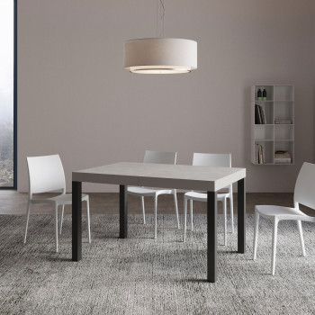 Table Everyday pieds anthracite D.90 - Table extensible 90X140/244 cm Frêne Blanc Everyday pieds anthracite