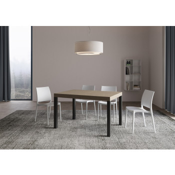Table Everyday pieds anthracite D.90 - Table extensible 90x140/400 cm Frêne Blanc Everyday pieds anthracite