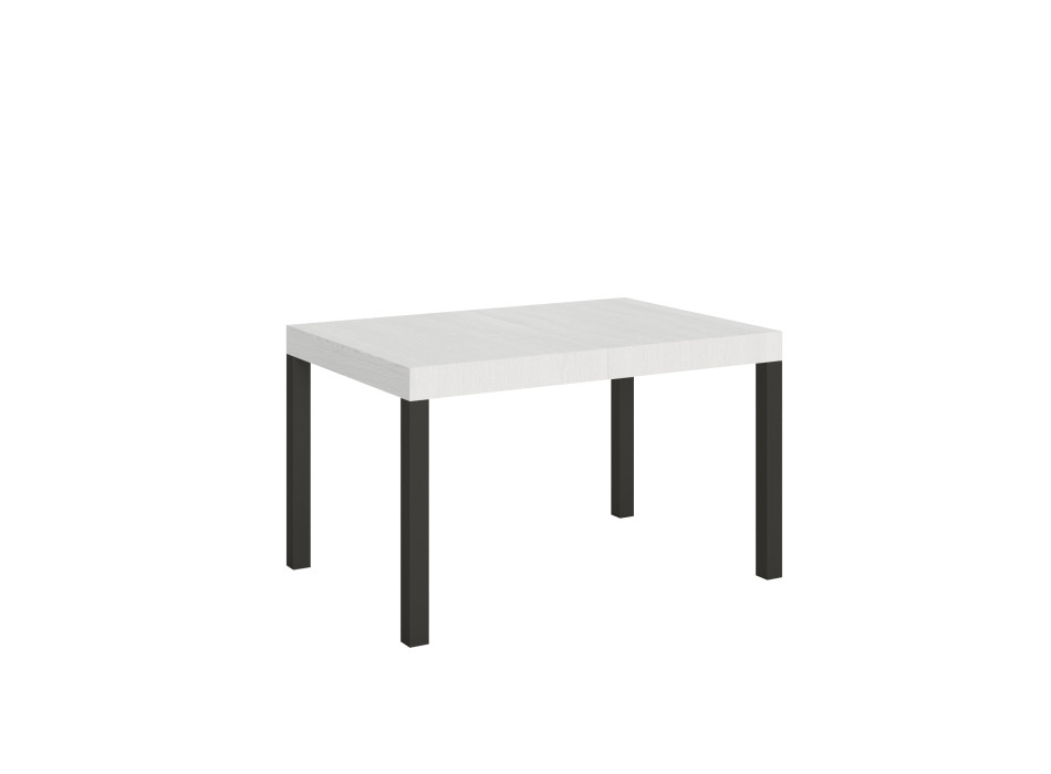 Table Everyday pieds anthracite D.90 - Table extensible 90x140/400 cm Frêne Blanc Everyday pieds anthracite