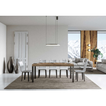 Table Everyday pieds anthracite D.90 - Table extensible 90x160/264 cm Frêne Blanc Everyday pieds anthracite
