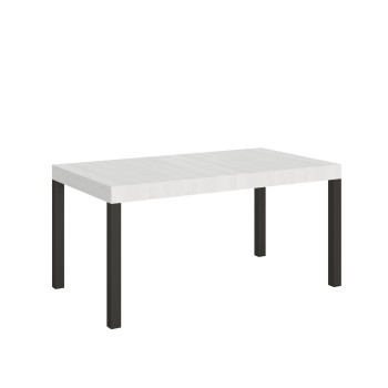 Table Everyday pieds anthracite D.90 - Table extensible 90x160/264 cm Frêne Blanc Everyday pieds anthracite