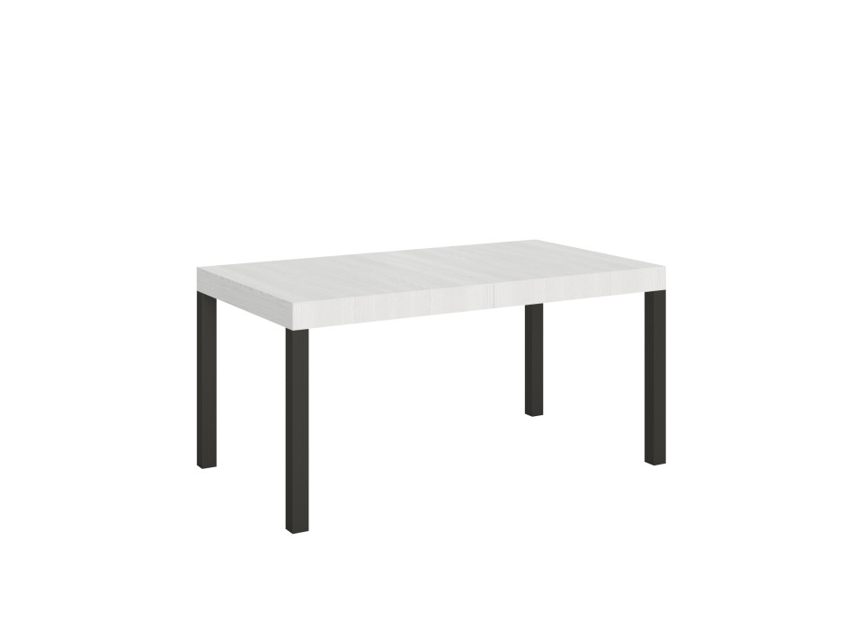 Table Everyday pieds anthracite D.90 - Table extensible 90x160/264 cm Frêne Blanc Everyday pieds anthracite