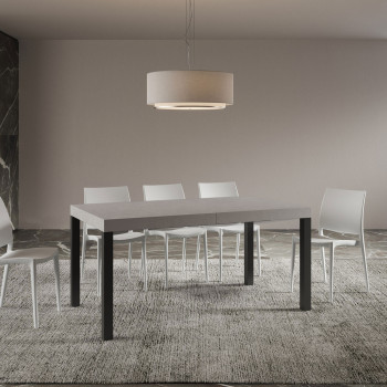 Table Everyday pieds anthracite D.90 - Table extensible 90x160/420 cm Frêne Blanc Everyday pieds anthracite