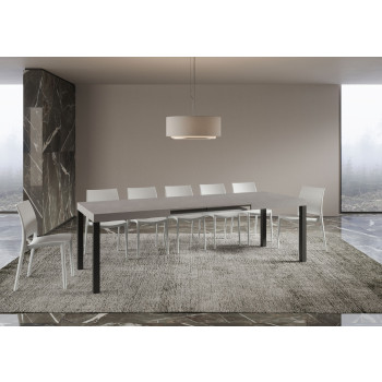 Table Everyday pieds anthracite D.90 - Table extensible 90x160/420 cm Frêne Blanc Everyday pieds anthracite