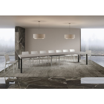 Table Everyday pieds anthracite D.90 - Table extensible 90x160/420 cm Frêne Blanc Everyday pieds anthracite