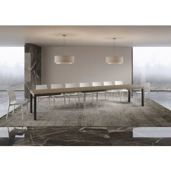 Table Everyday pieds anthracite D.90 - Table extensible 90x160/420 cm Frêne Blanc Everyday pieds anthracite