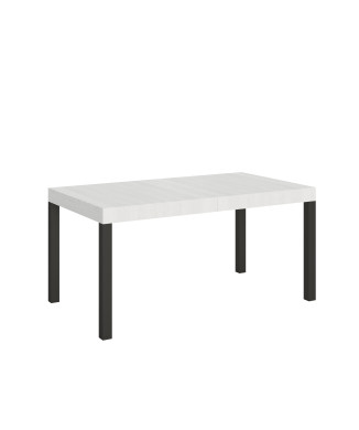 Table Everyday pieds anthracite D.90 - Table extensible 90x160/420 cm Frêne Blanc Everyday pieds anthracite